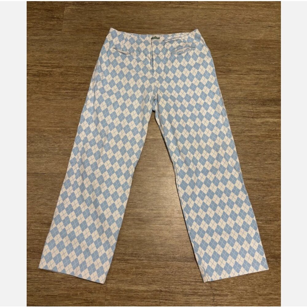 Emma Mulholland On Holiday Check White And Blue Kokomo Pant Womens L